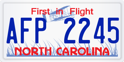NC license plate AFP2245