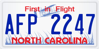NC license plate AFP2247