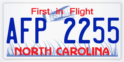 NC license plate AFP2255