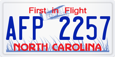 NC license plate AFP2257
