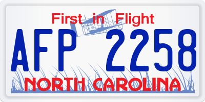 NC license plate AFP2258