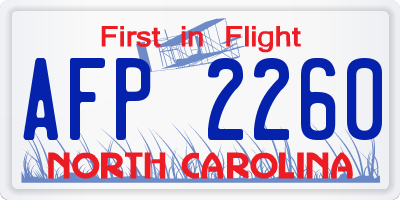 NC license plate AFP2260