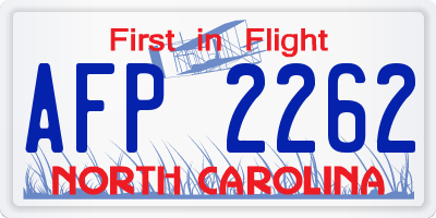 NC license plate AFP2262