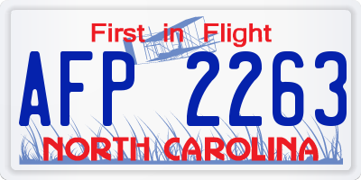 NC license plate AFP2263