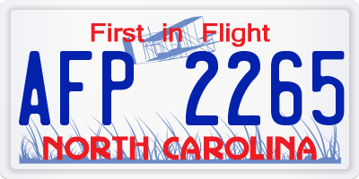 NC license plate AFP2265