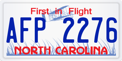 NC license plate AFP2276
