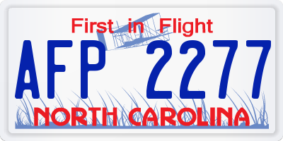 NC license plate AFP2277