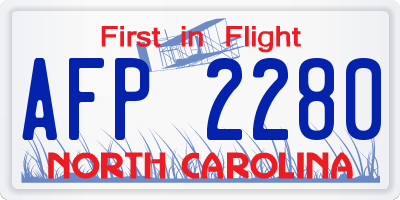 NC license plate AFP2280