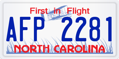NC license plate AFP2281