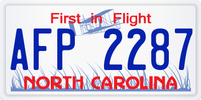 NC license plate AFP2287