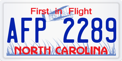 NC license plate AFP2289