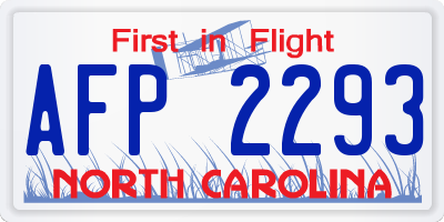 NC license plate AFP2293