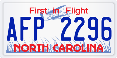 NC license plate AFP2296