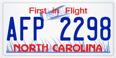 NC license plate AFP2298