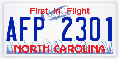 NC license plate AFP2301