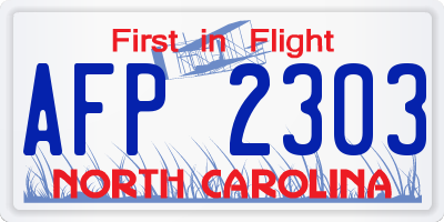 NC license plate AFP2303