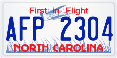 NC license plate AFP2304