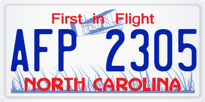 NC license plate AFP2305