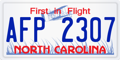 NC license plate AFP2307