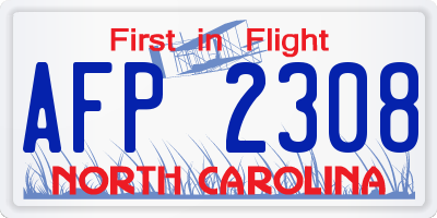 NC license plate AFP2308