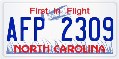 NC license plate AFP2309