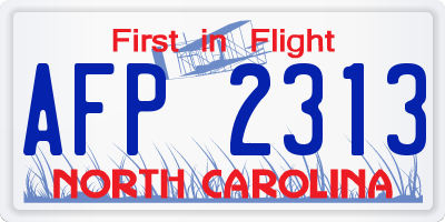NC license plate AFP2313