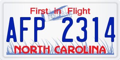 NC license plate AFP2314