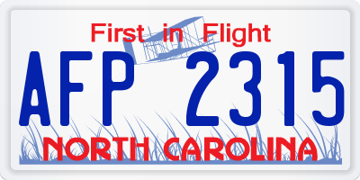 NC license plate AFP2315