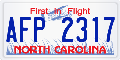 NC license plate AFP2317