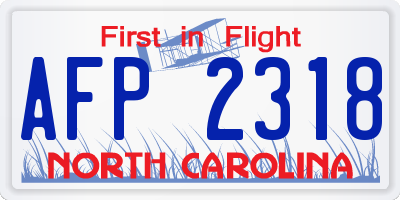 NC license plate AFP2318