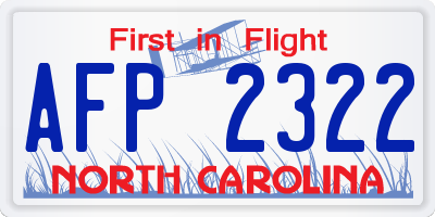 NC license plate AFP2322