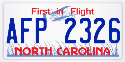 NC license plate AFP2326