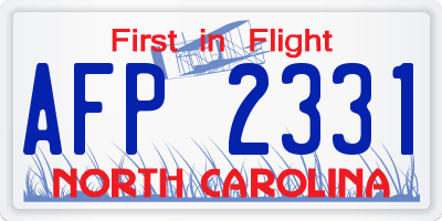 NC license plate AFP2331