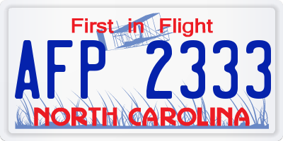 NC license plate AFP2333