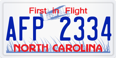 NC license plate AFP2334