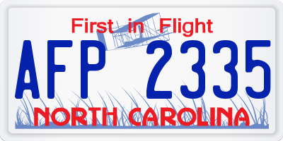 NC license plate AFP2335