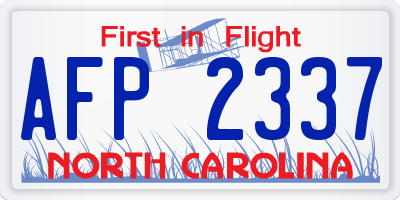 NC license plate AFP2337