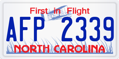 NC license plate AFP2339