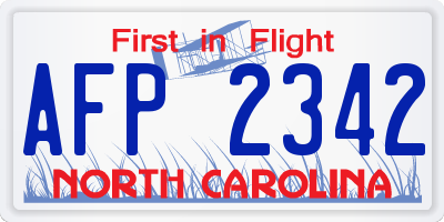 NC license plate AFP2342