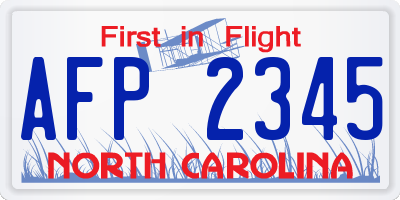 NC license plate AFP2345
