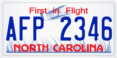NC license plate AFP2346