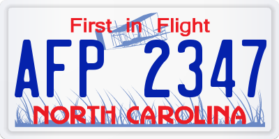 NC license plate AFP2347