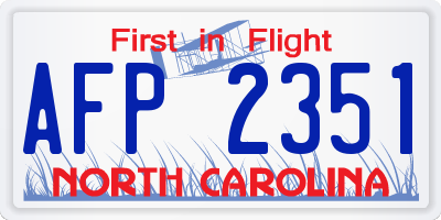 NC license plate AFP2351