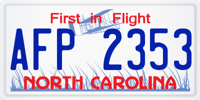NC license plate AFP2353