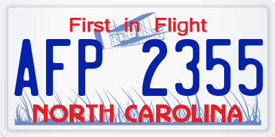 NC license plate AFP2355