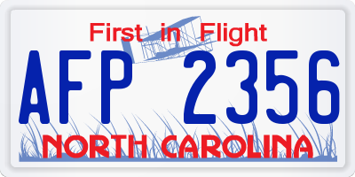 NC license plate AFP2356
