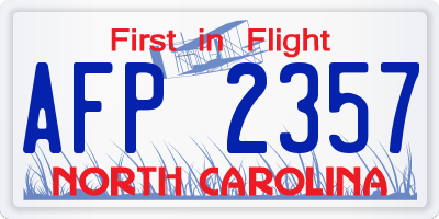 NC license plate AFP2357