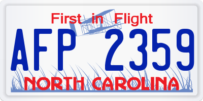 NC license plate AFP2359