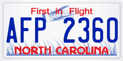 NC license plate AFP2360