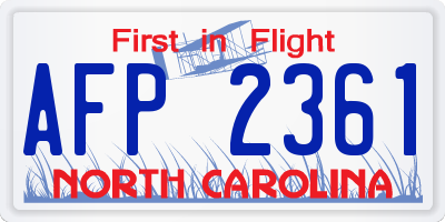 NC license plate AFP2361